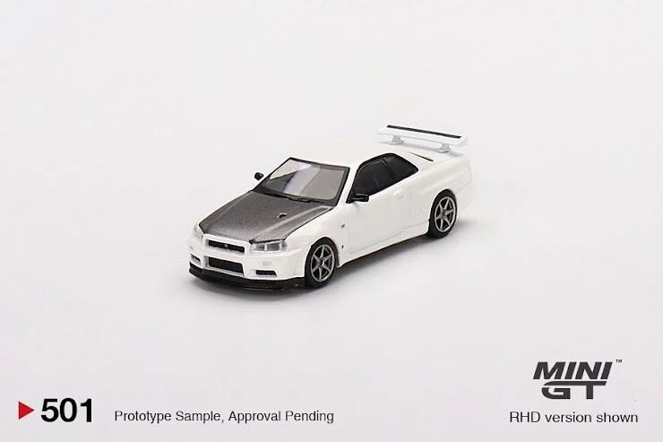 Mini GT #501 Nissan Skyline GT-R (R34) V-Spec II N1 White