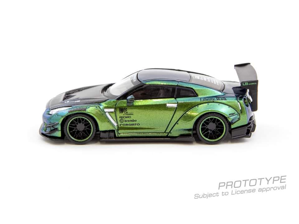 Tarmac Works X MiniGT 1/64 LB★WORKS Nissan GT-R #145 Type 2 Rear Wing Magic  Green