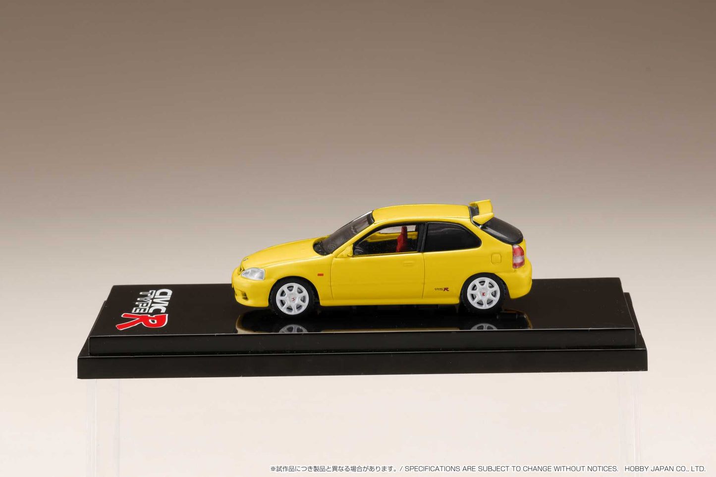 Hobby Japan 1/64 Honda CIVIC TYPE R (GF-EK9) with Engine Display Model Yellow Hobby Japan