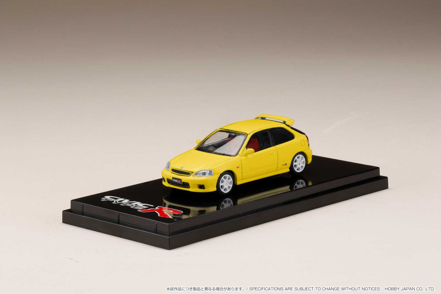 Hobby Japan 1/64 Honda CIVIC TYPE R (GF-EK9) with Engine Display Model Yellow Hobby Japan