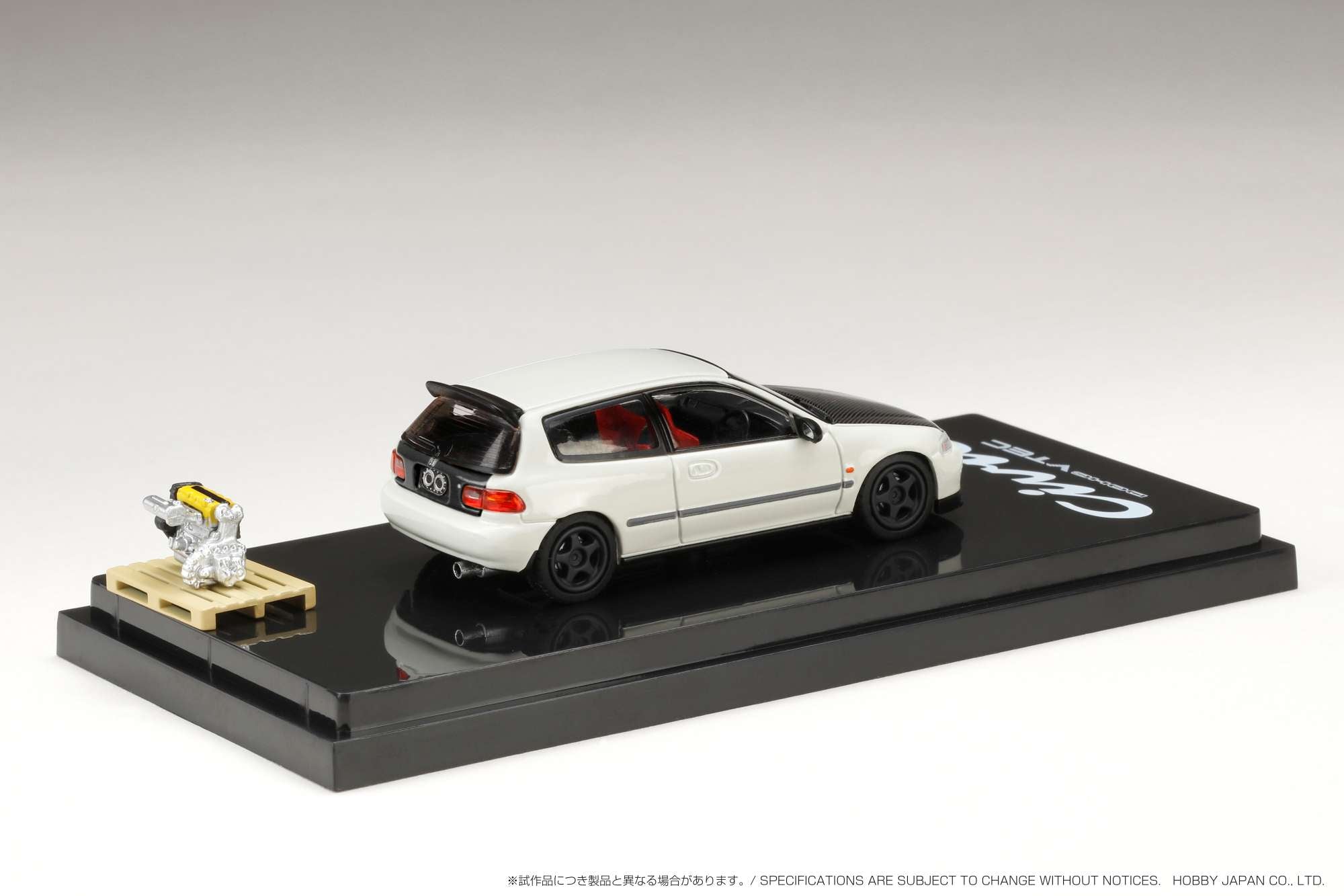 Hobby Japan 1/64 Honda CIVIC Type R (Eg6) JDM Style with Engine Display  Model Customized Version White