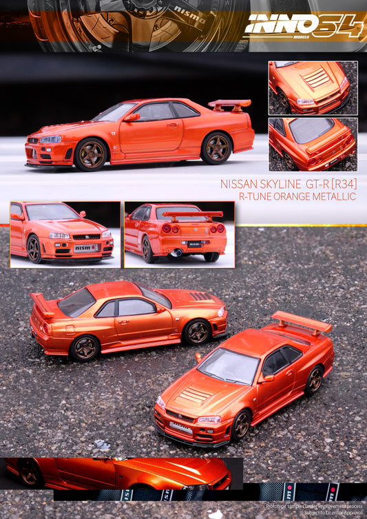 INNO64 1/64 NISSAN SKYLINE GT-R (R34) NISMO R-Tune Orange Metallic