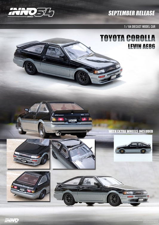 Inno64 1/64 TOYOTA COROLLA Levin AE86 Black/Grey