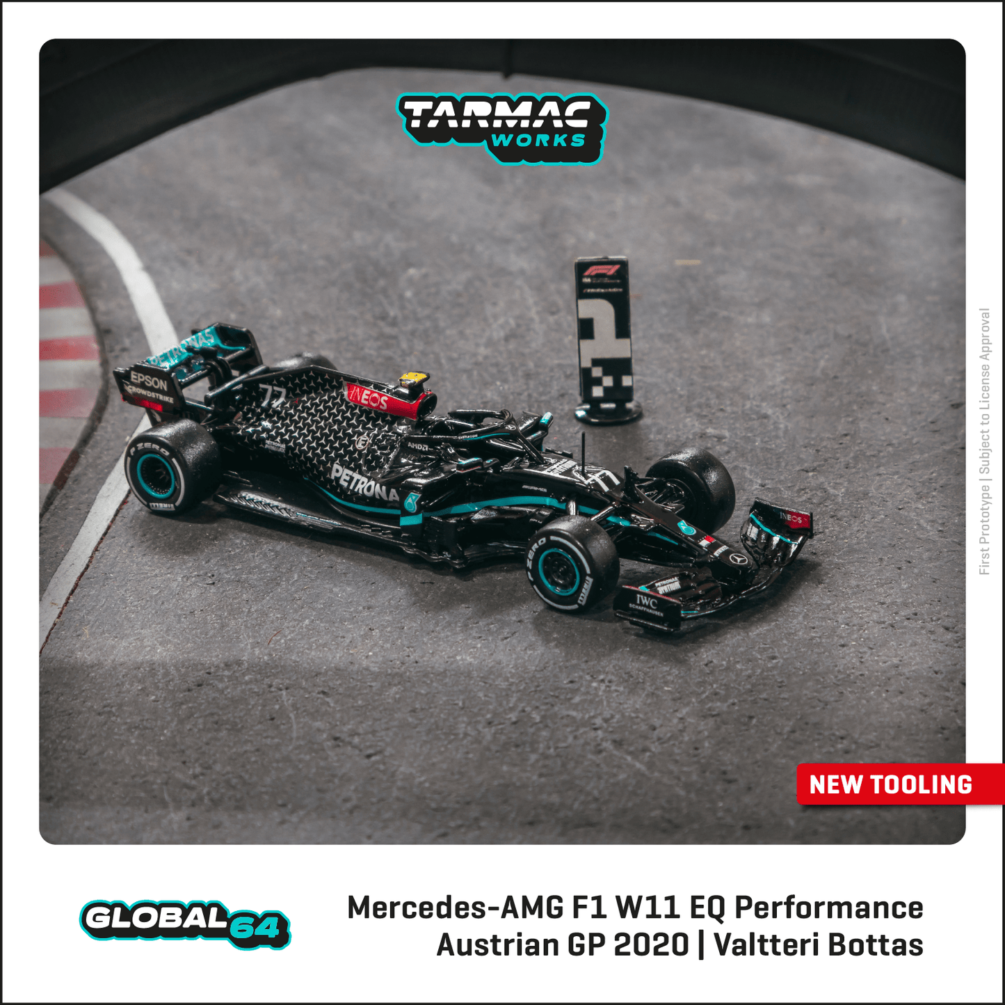 Tarmac Works 1:64 Scale Mercedes-AMG F1 W11 EQ Performance Austrian Grand Prix 2020 Winner Valtteri Bottas