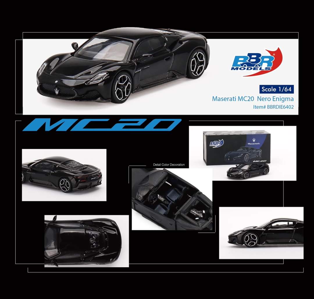 BBR Models 1/64 Maserati MC20 Nero Enigma